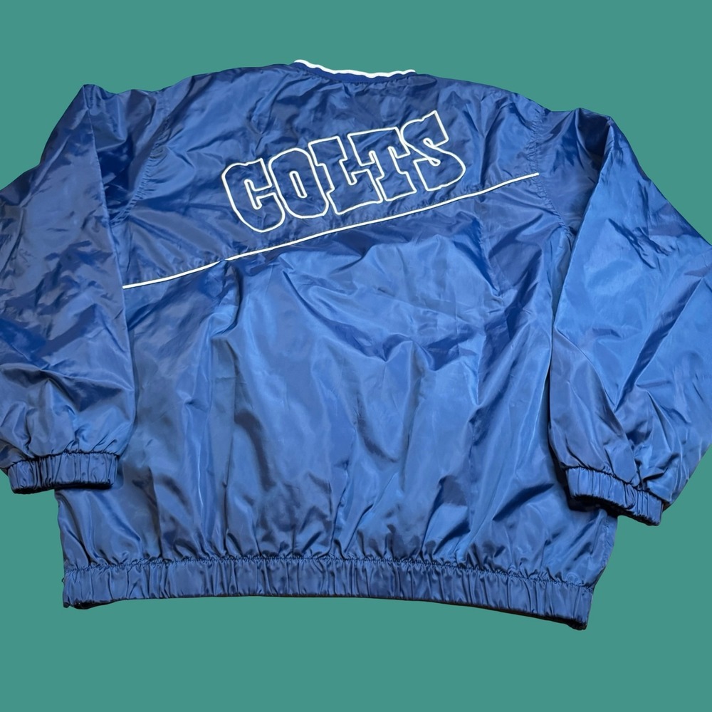 NFL Indianapolis Colts Windbreaker Pullover Jacket Mens L Lightweight Blue White